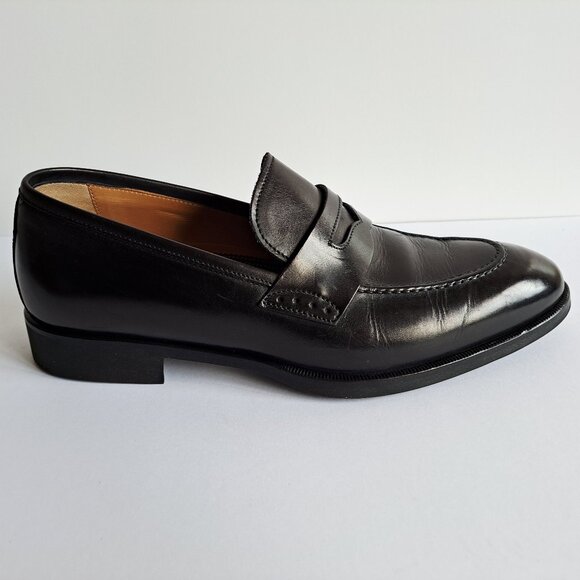 New Di Bianco Black Leather Penny Loafer Shoes Size 8 main image 11